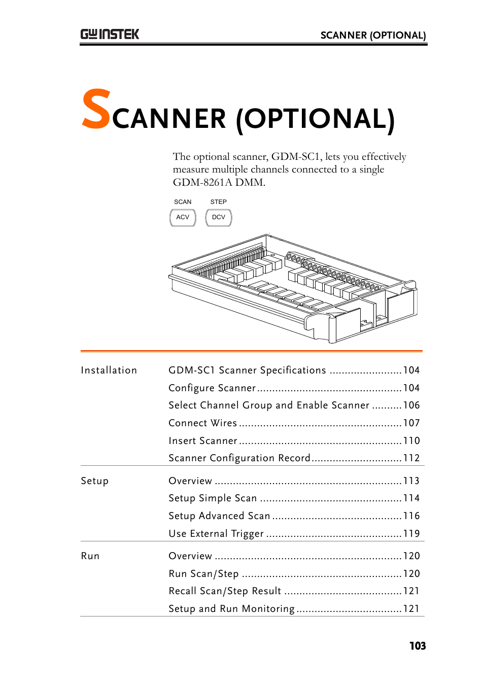 Scanner (optional), Canner (optional) | GW Instek GDM-8261A User manual User Manual | Page 103 / 230