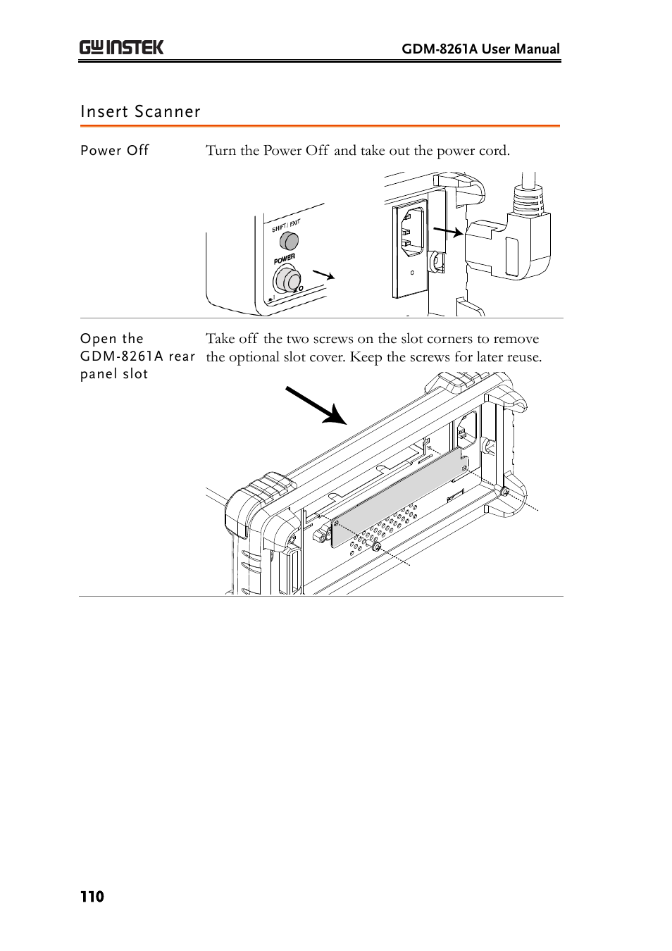 Insert scanner | GW Instek GDM-8261A User manual User Manual | Page 110 / 230