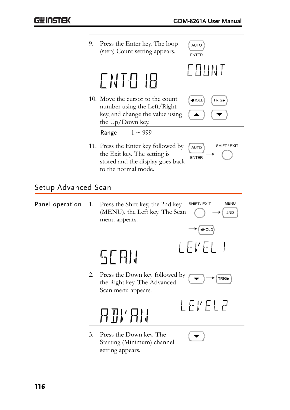 Setup advanced scan | GW Instek GDM-8261A User manual User Manual | Page 116 / 230