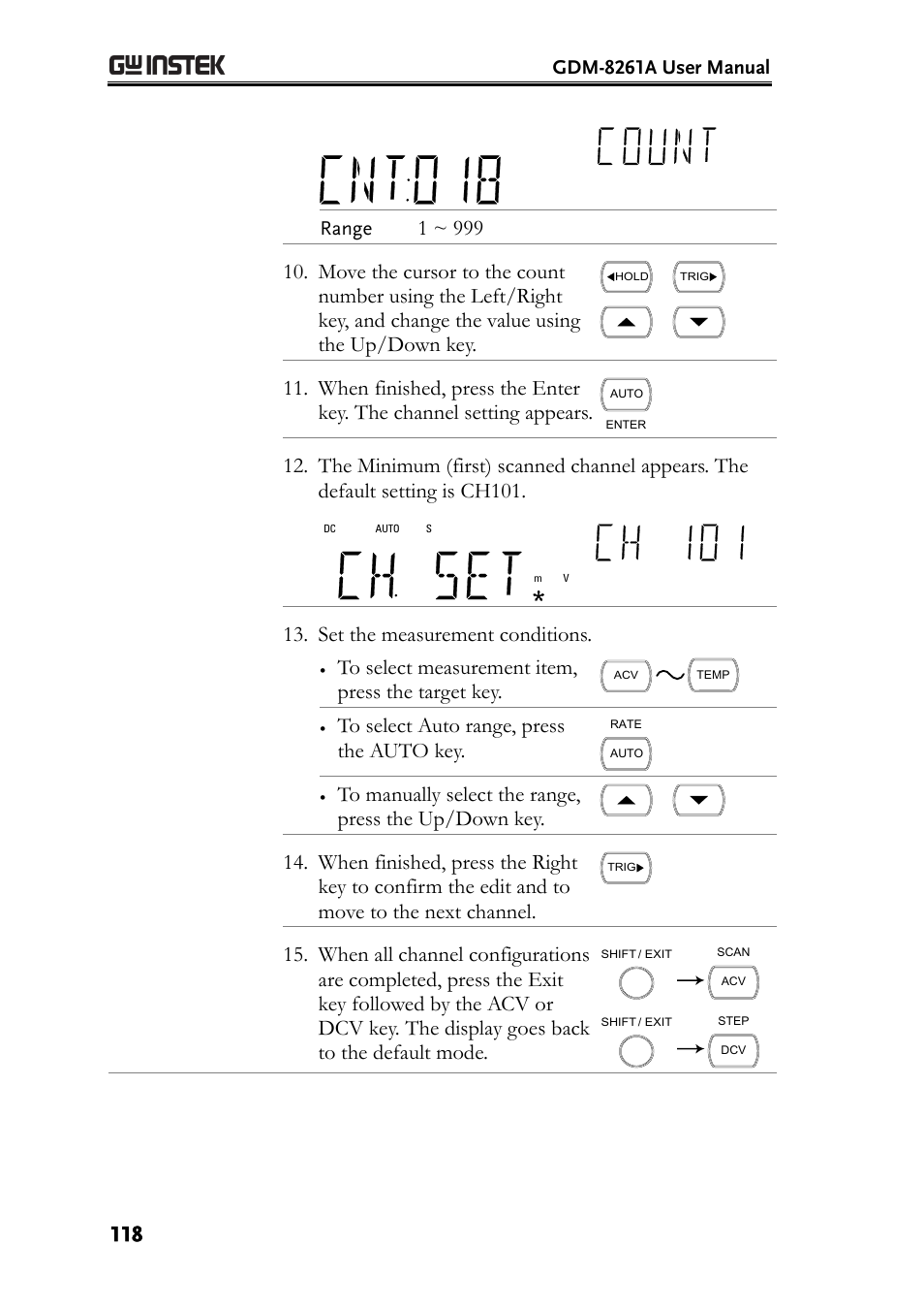 Set the measurement conditions | GW Instek GDM-8261A User manual User Manual | Page 118 / 230