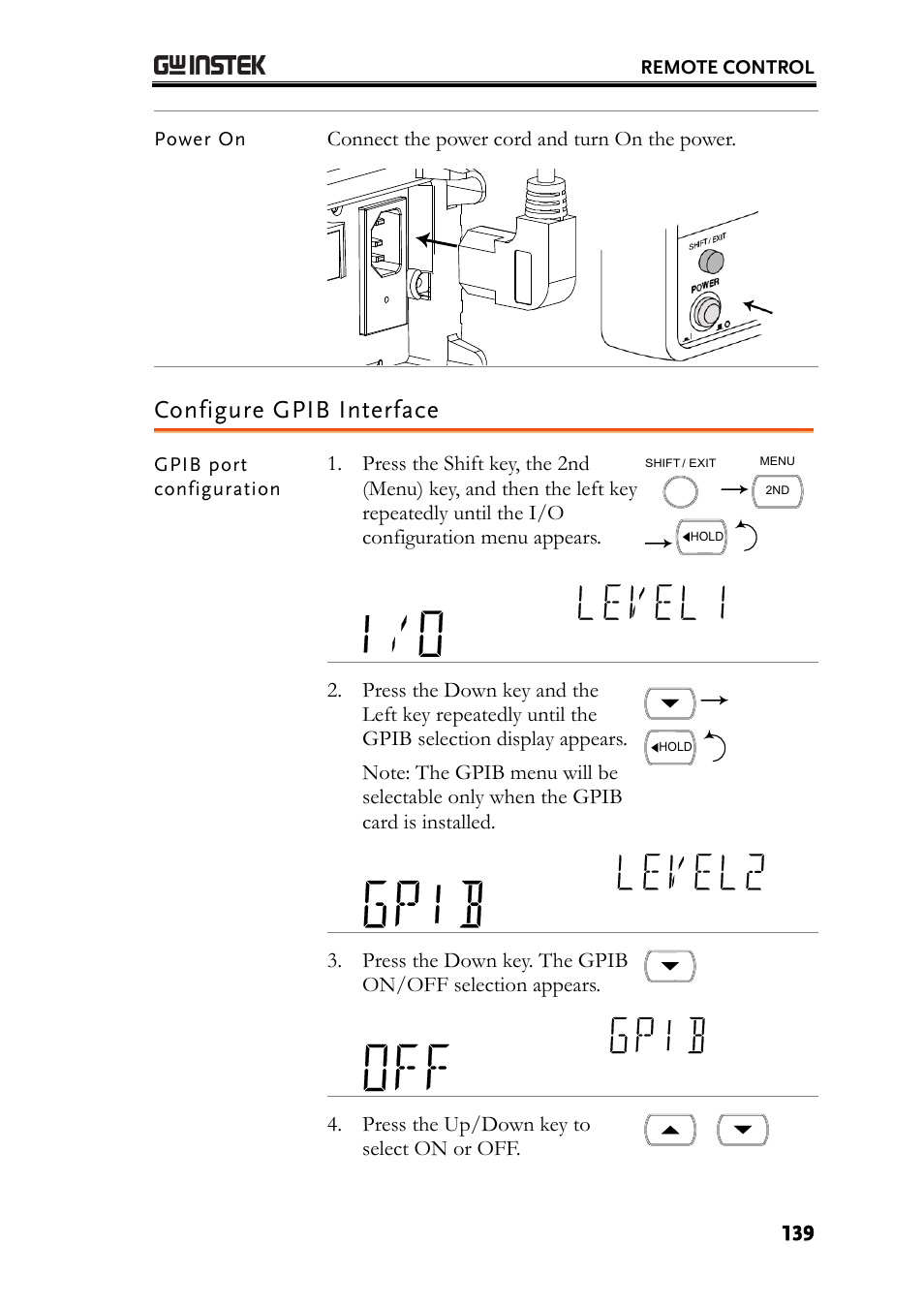 Configure gpib interface | GW Instek GDM-8261A User manual User Manual | Page 139 / 230