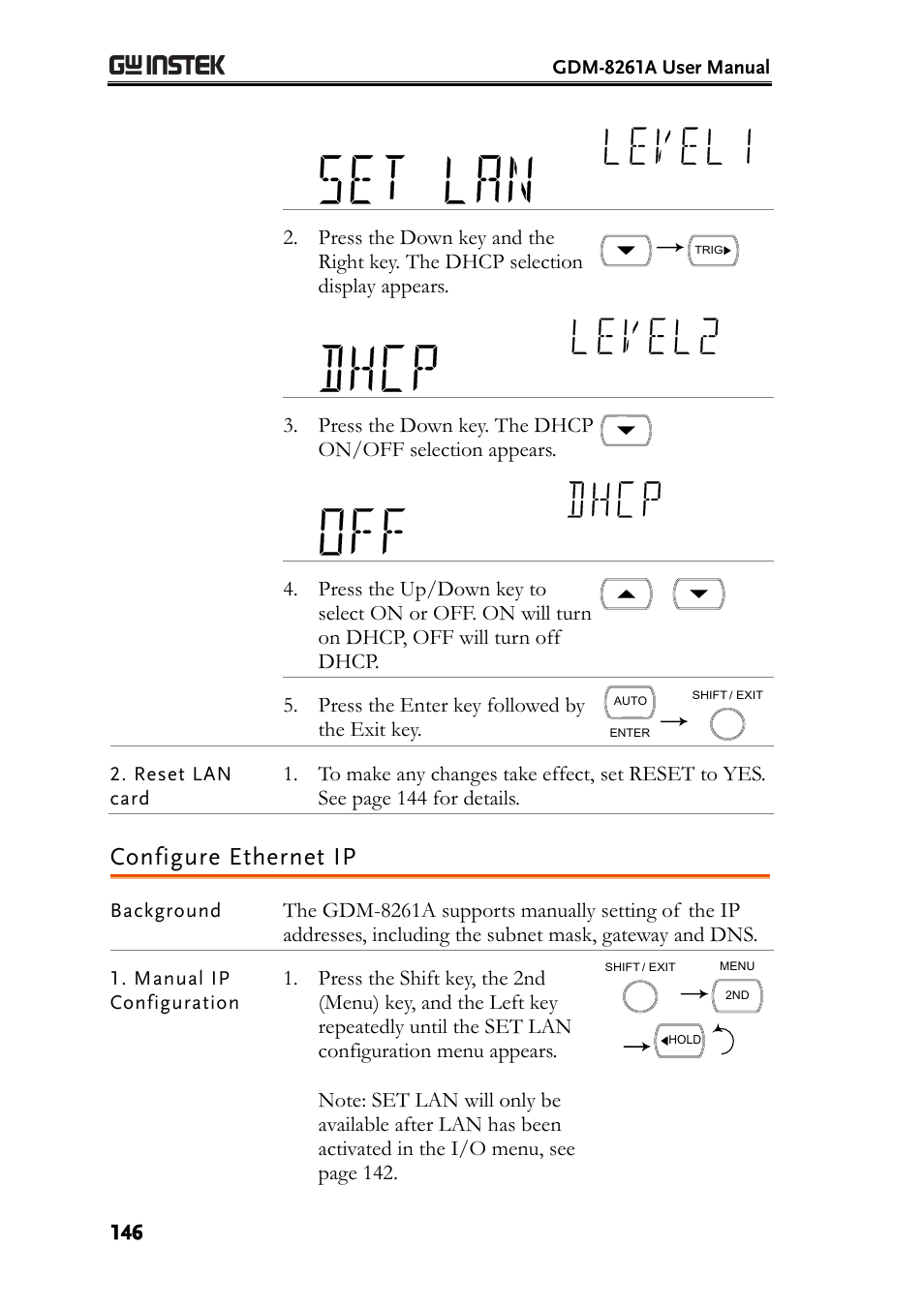 Configure ethernet ip | GW Instek GDM-8261A User manual User Manual | Page 146 / 230