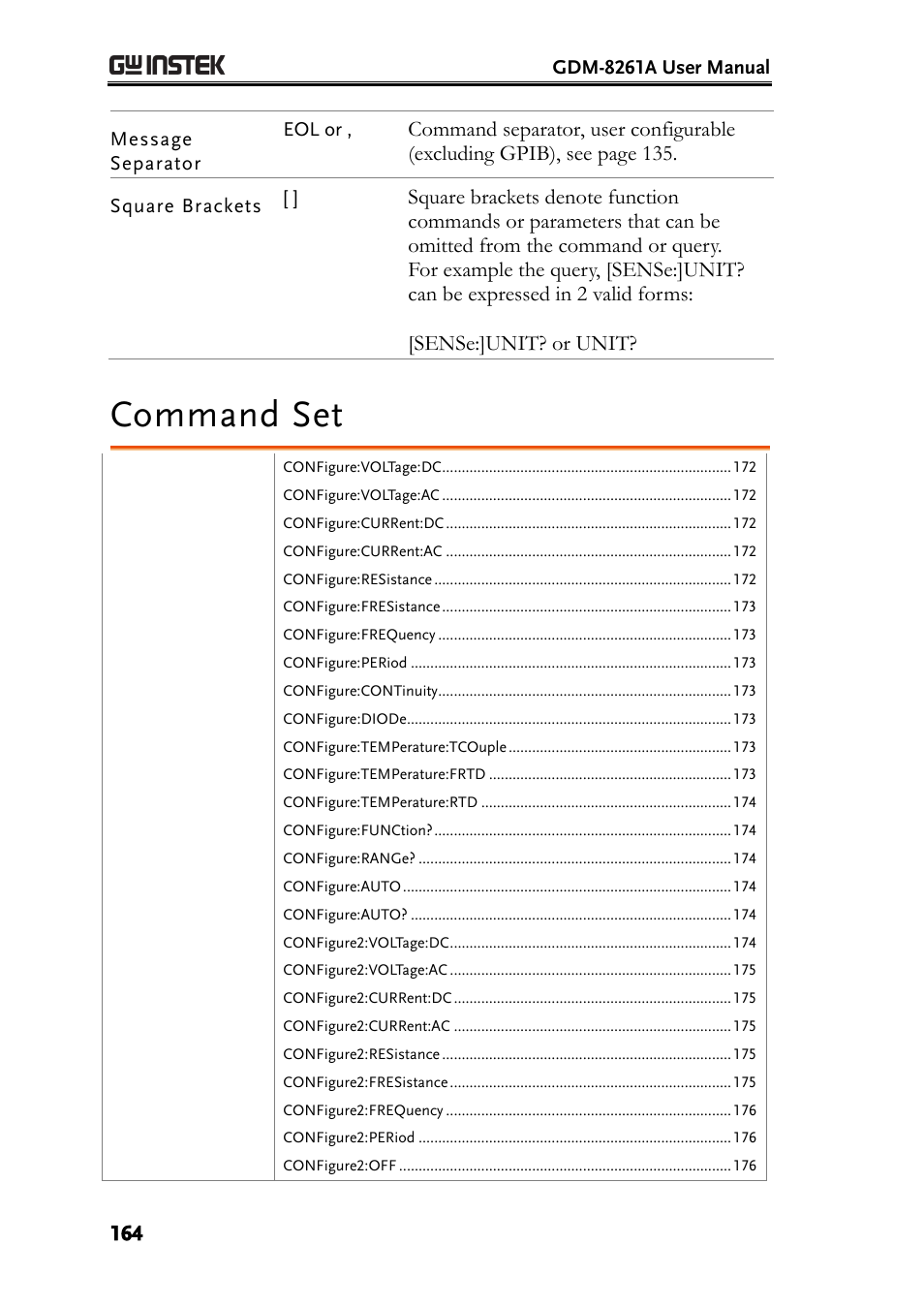 Command set | GW Instek GDM-8261A User manual User Manual | Page 164 / 230