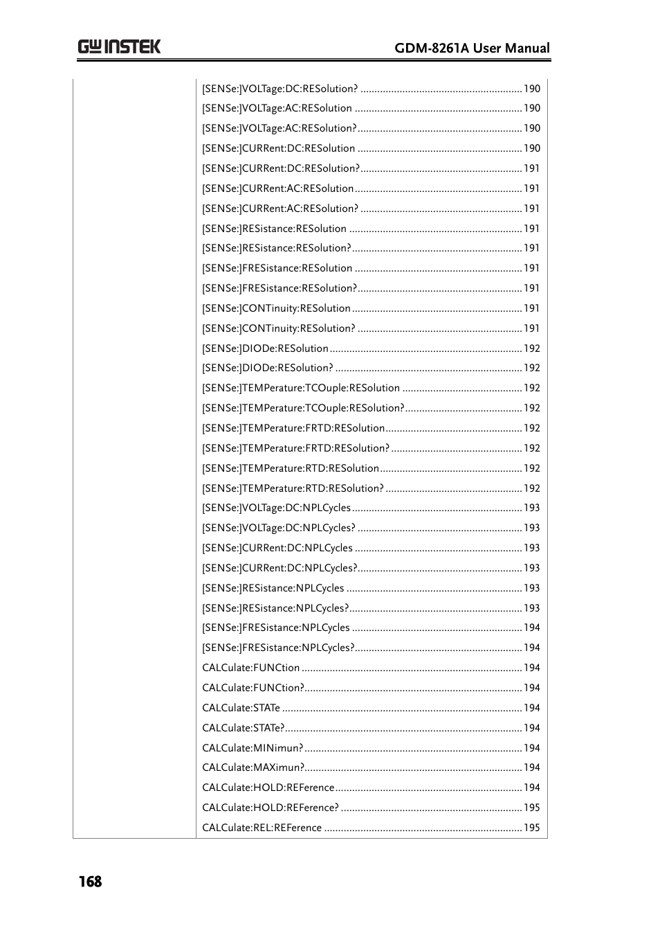 GW Instek GDM-8261A User manual User Manual | Page 168 / 230