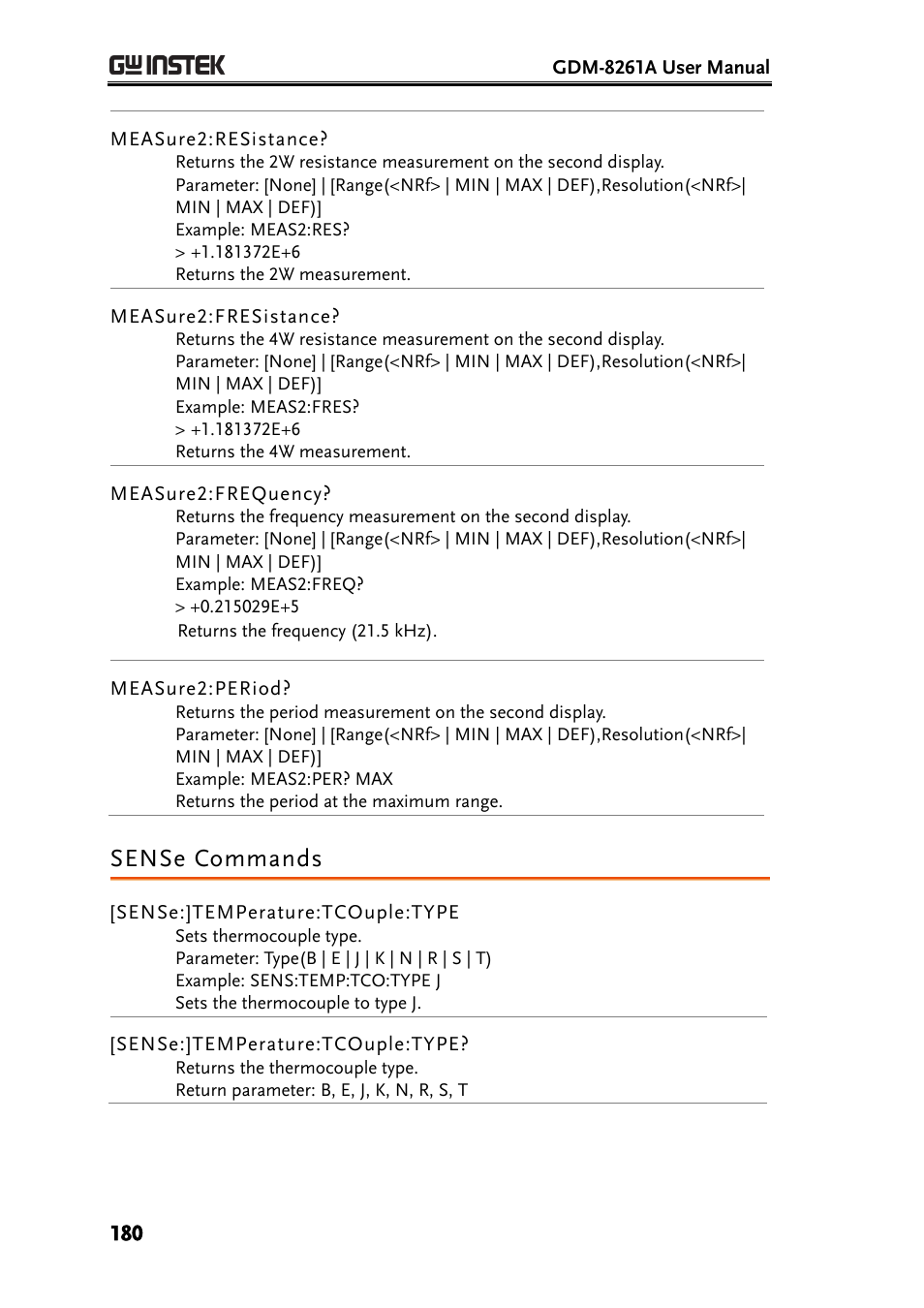 Sense commands | GW Instek GDM-8261A User manual User Manual | Page 180 / 230