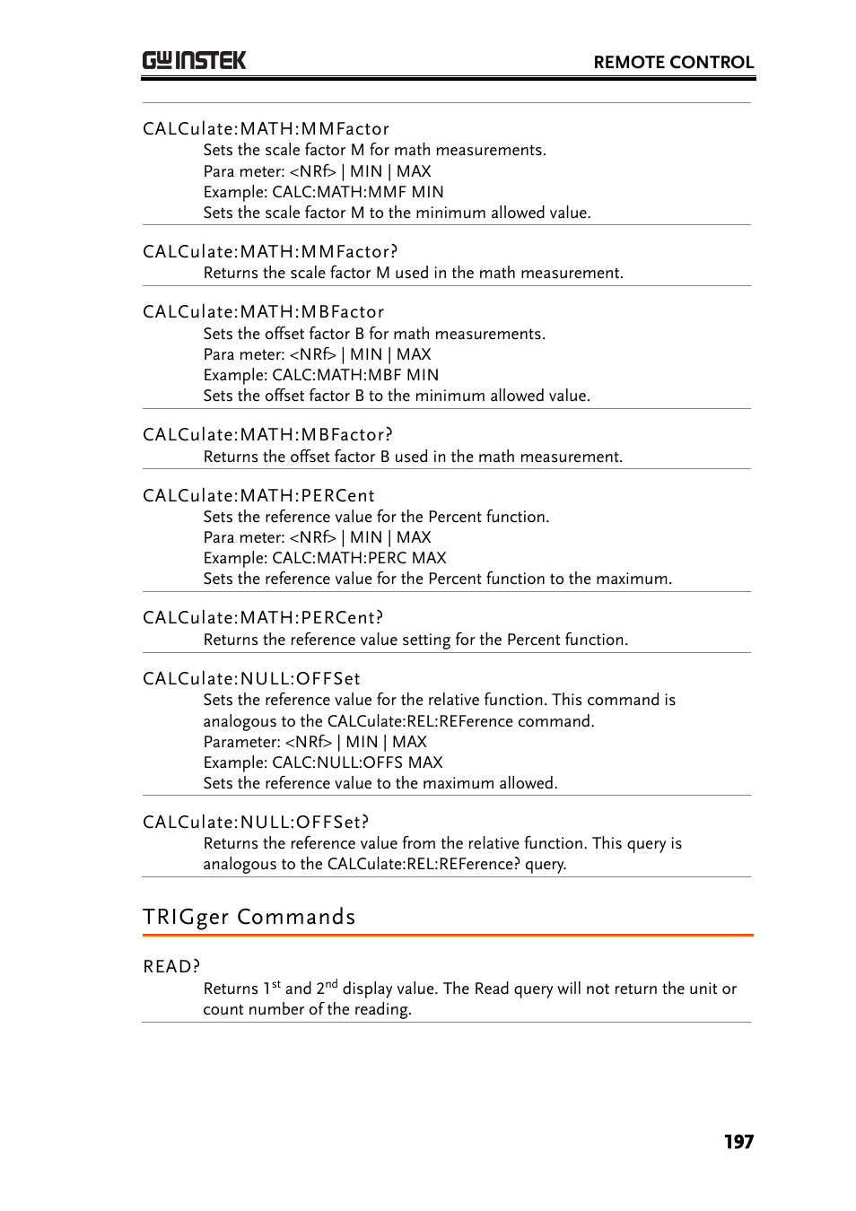 Trigger commands | GW Instek GDM-8261A User manual User Manual | Page 197 / 230