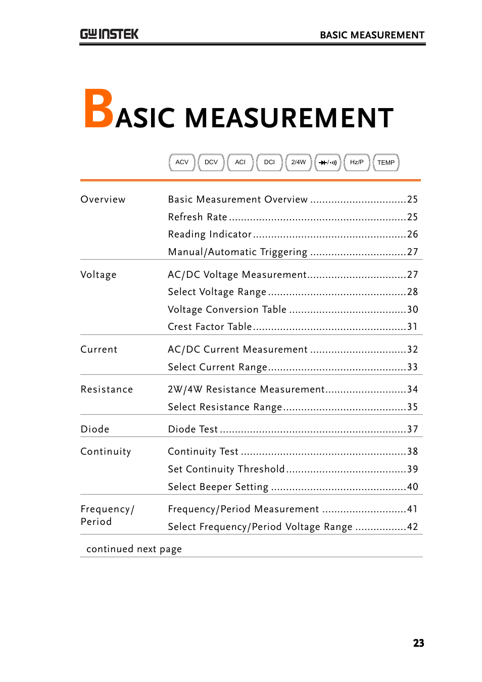 Basic measurement, Asic measurement | GW Instek GDM-8261A User manual User Manual | Page 23 / 230