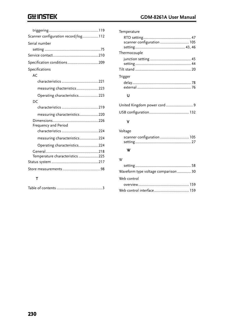 GW Instek GDM-8261A User manual User Manual | Page 230 / 230