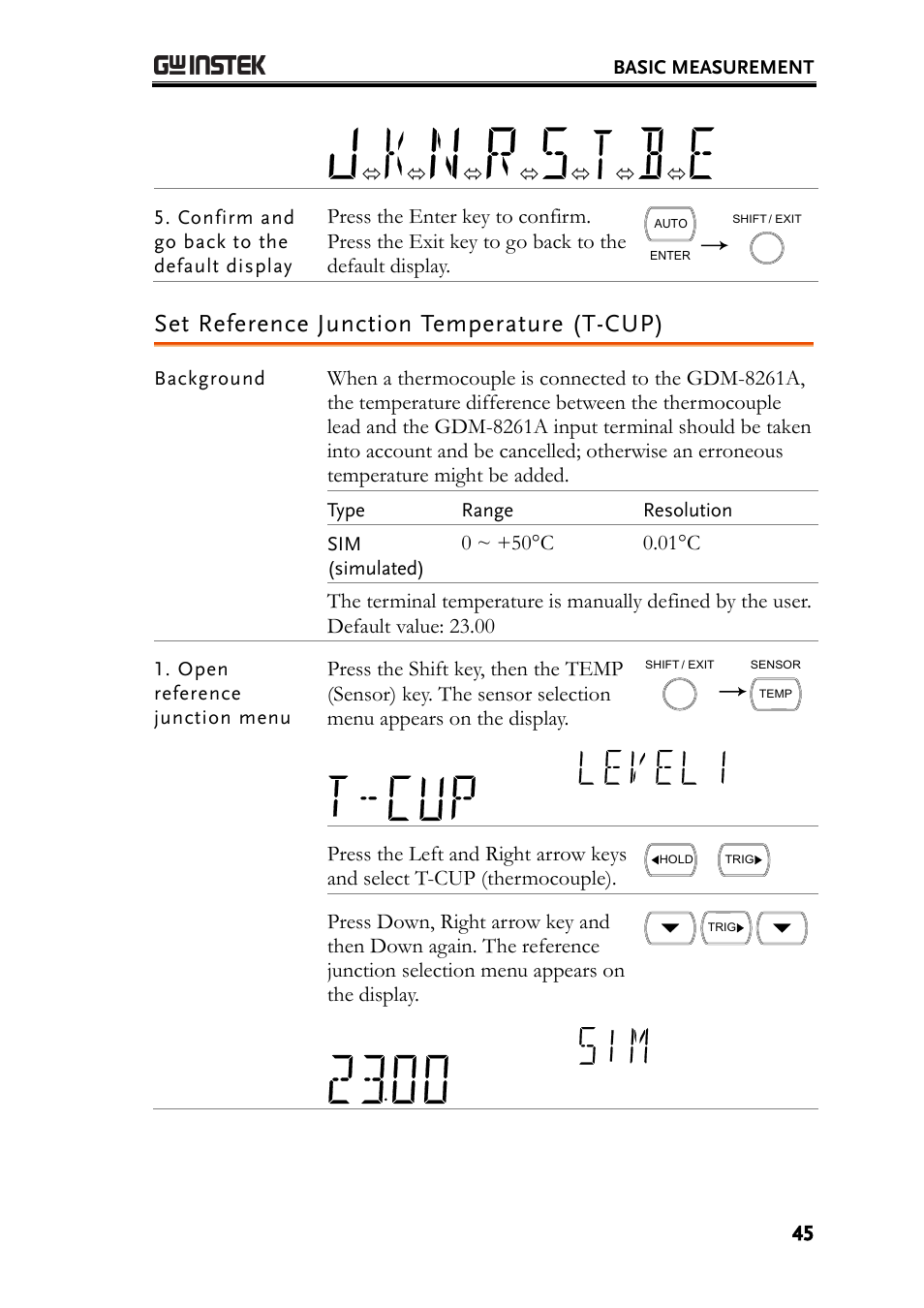 Set reference junction temperature (t-cup) | GW Instek GDM-8261A User manual User Manual | Page 45 / 230