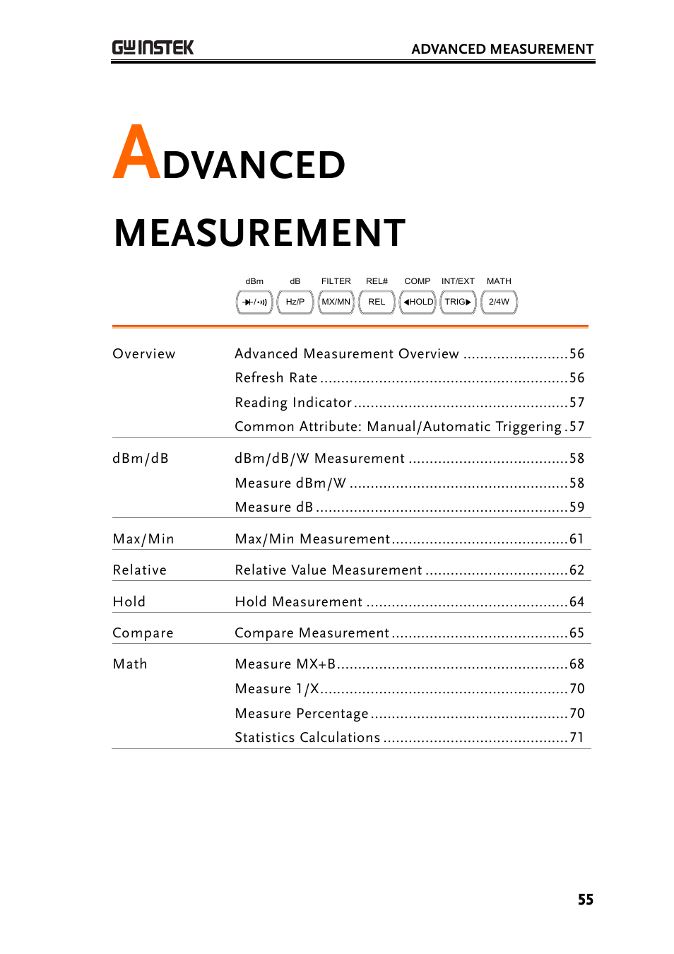 Advanced measurement, Dvanced measurement | GW Instek GDM-8261A User manual User Manual | Page 55 / 230