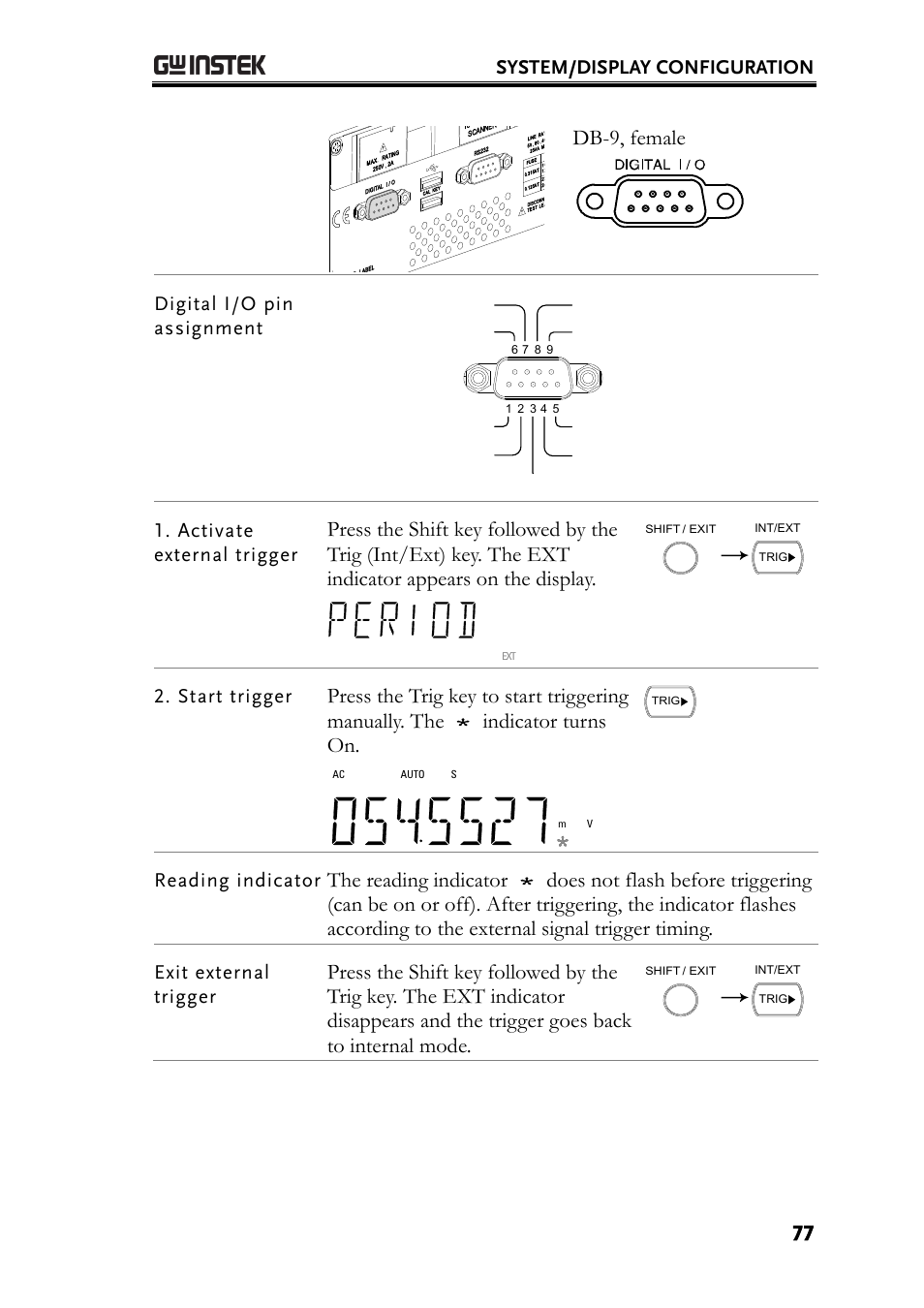 Db-9, female | GW Instek GDM-8261A User manual User Manual | Page 77 / 230