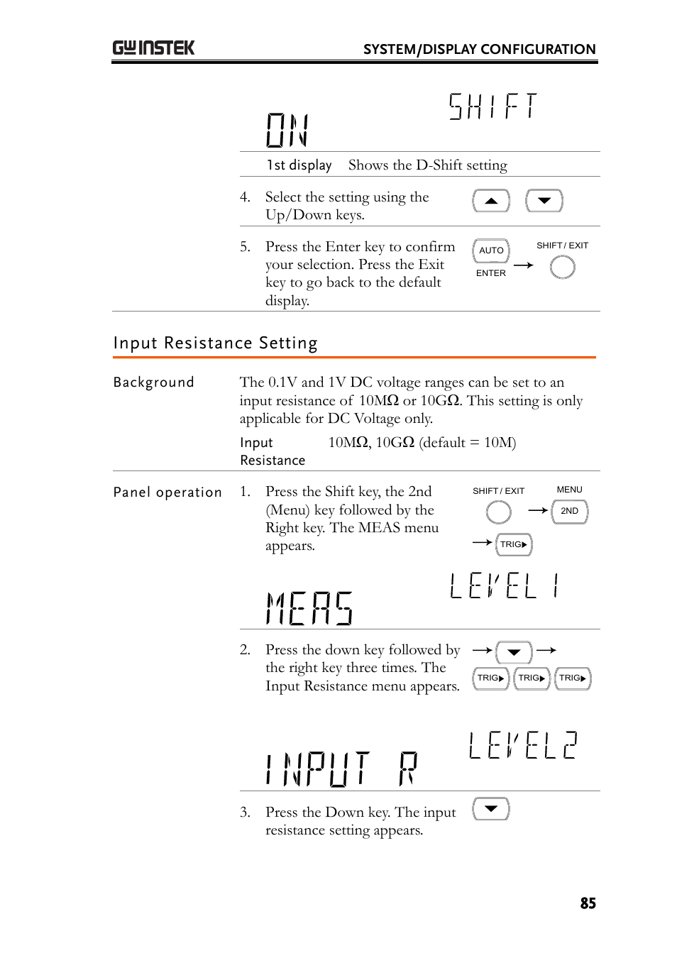 Input resistance setting | GW Instek GDM-8261A User manual User Manual | Page 85 / 230