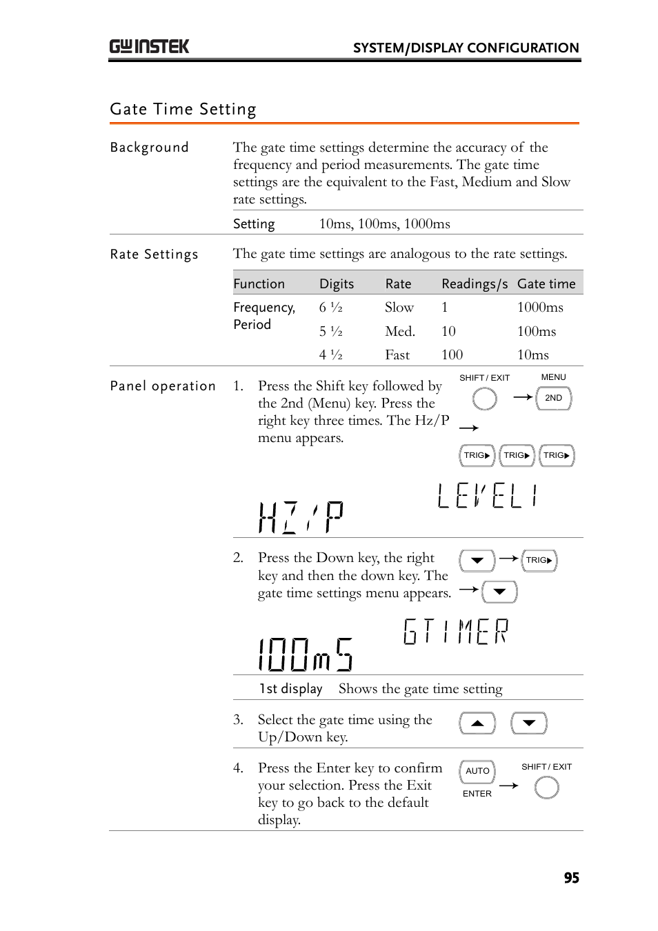 Gate time setting | GW Instek GDM-8261A User manual User Manual | Page 95 / 230