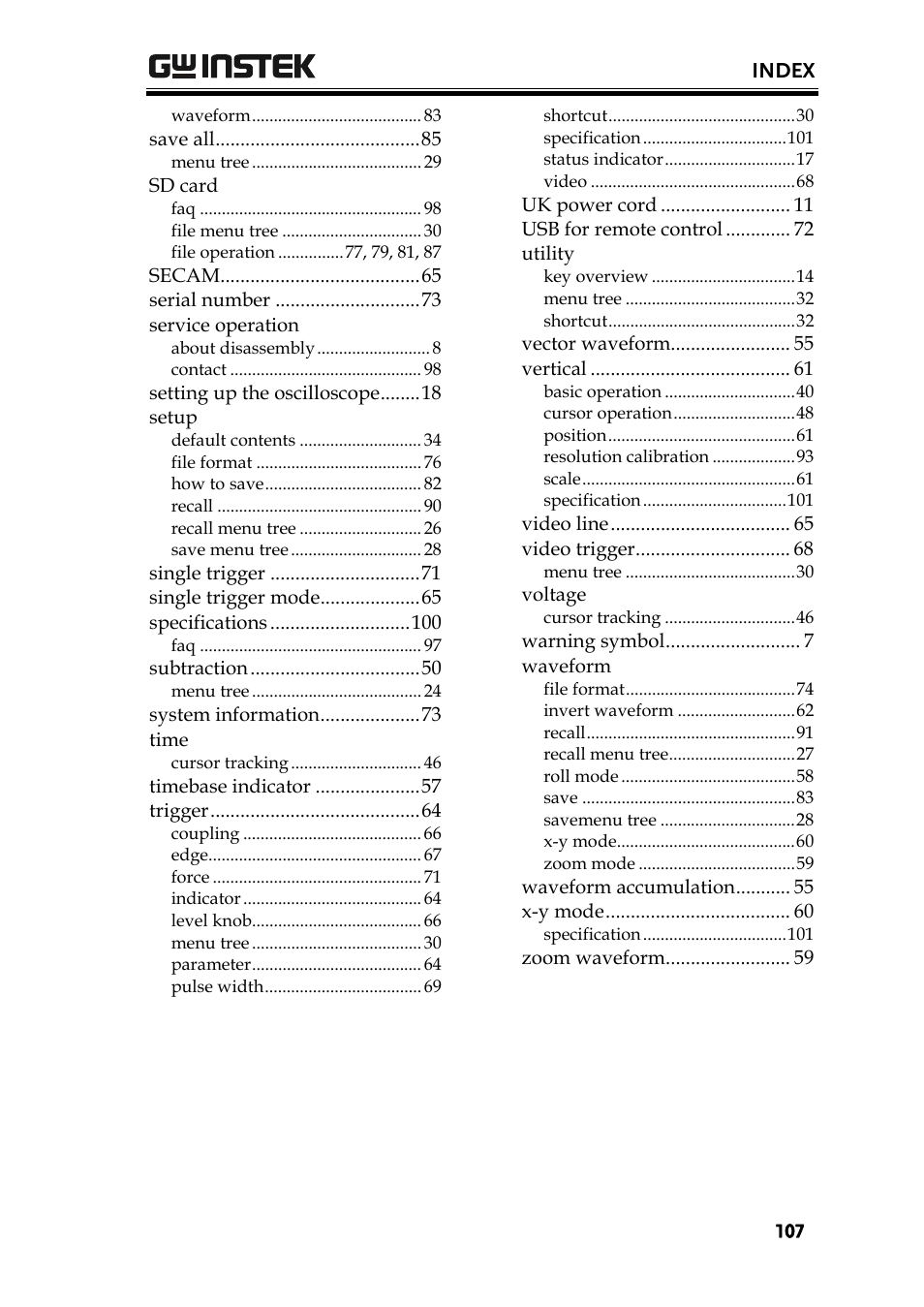 GW Instek GDS-1000 Series User Manual User Manual | Page 107 / 107