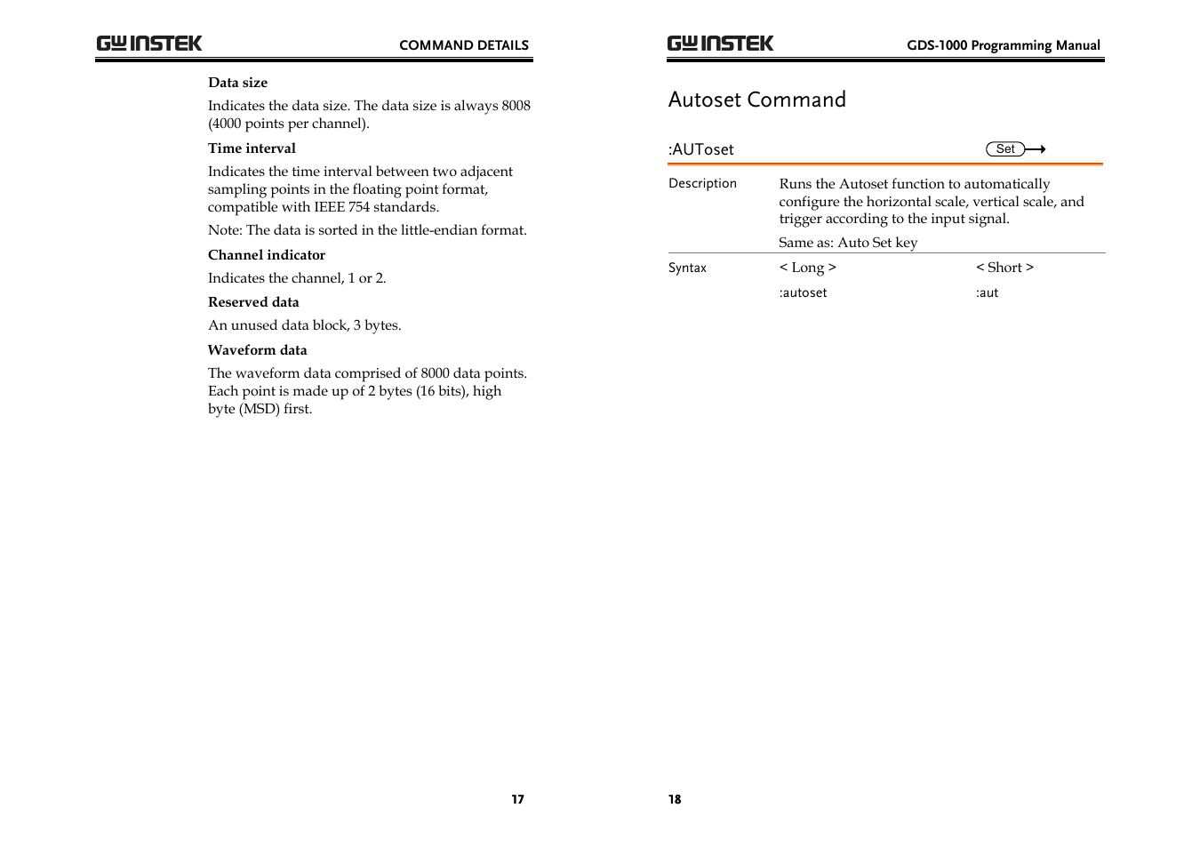 Autoset command | GW Instek GDS-1000 Series Programming Manual User Manual | Page 9 / 29