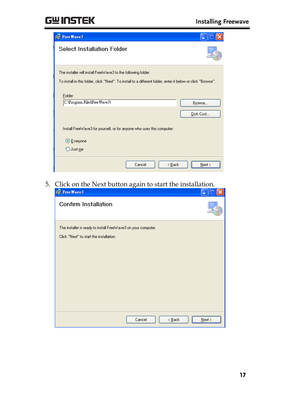 GW Instek GDS-1000A Series Freewave user manual User Manual | Page 17 / 51