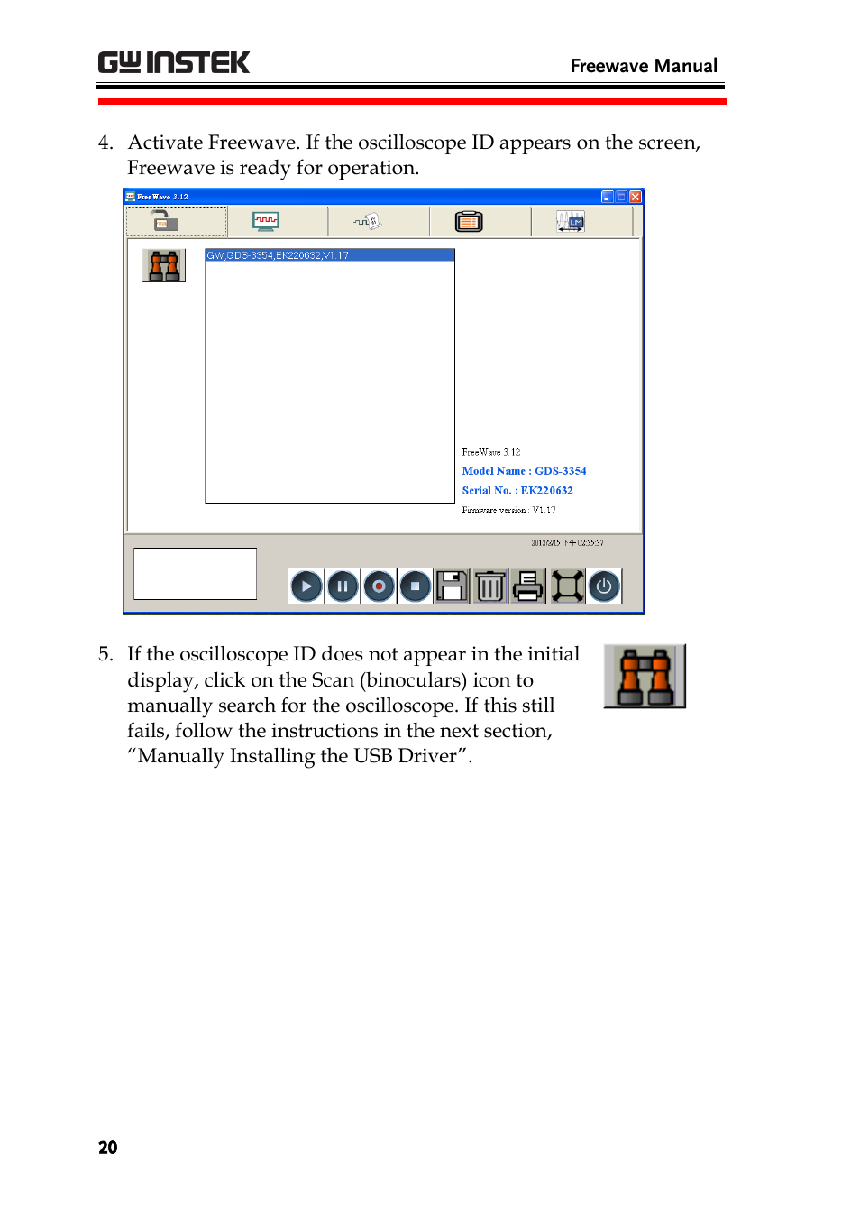 GW Instek GDS-1000A Series Freewave user manual User Manual | Page 20 / 51