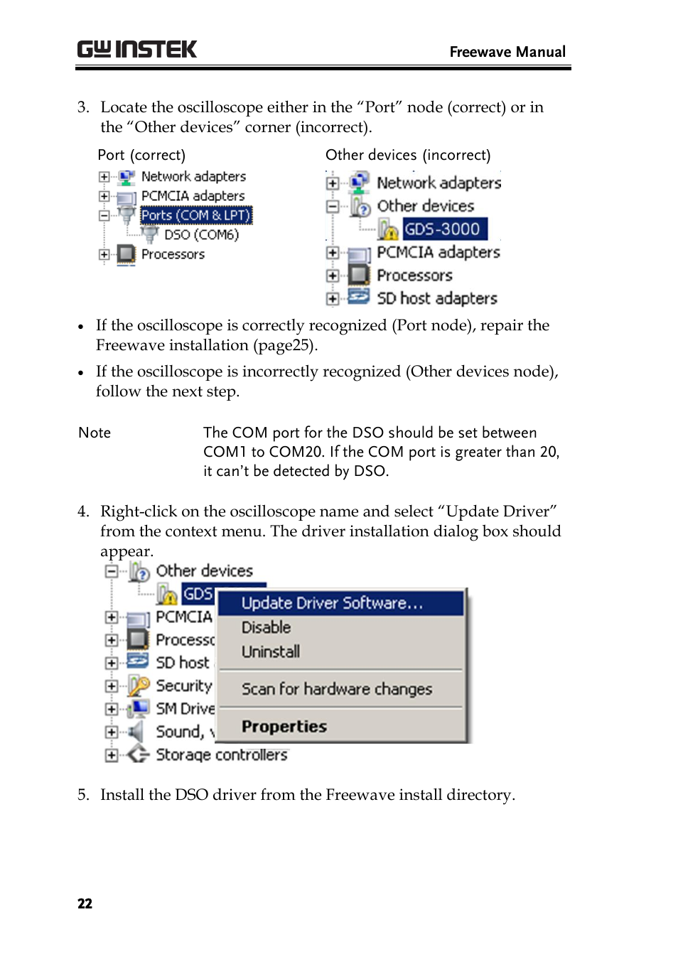 GW Instek GDS-1000A Series Freewave user manual User Manual | Page 22 / 51