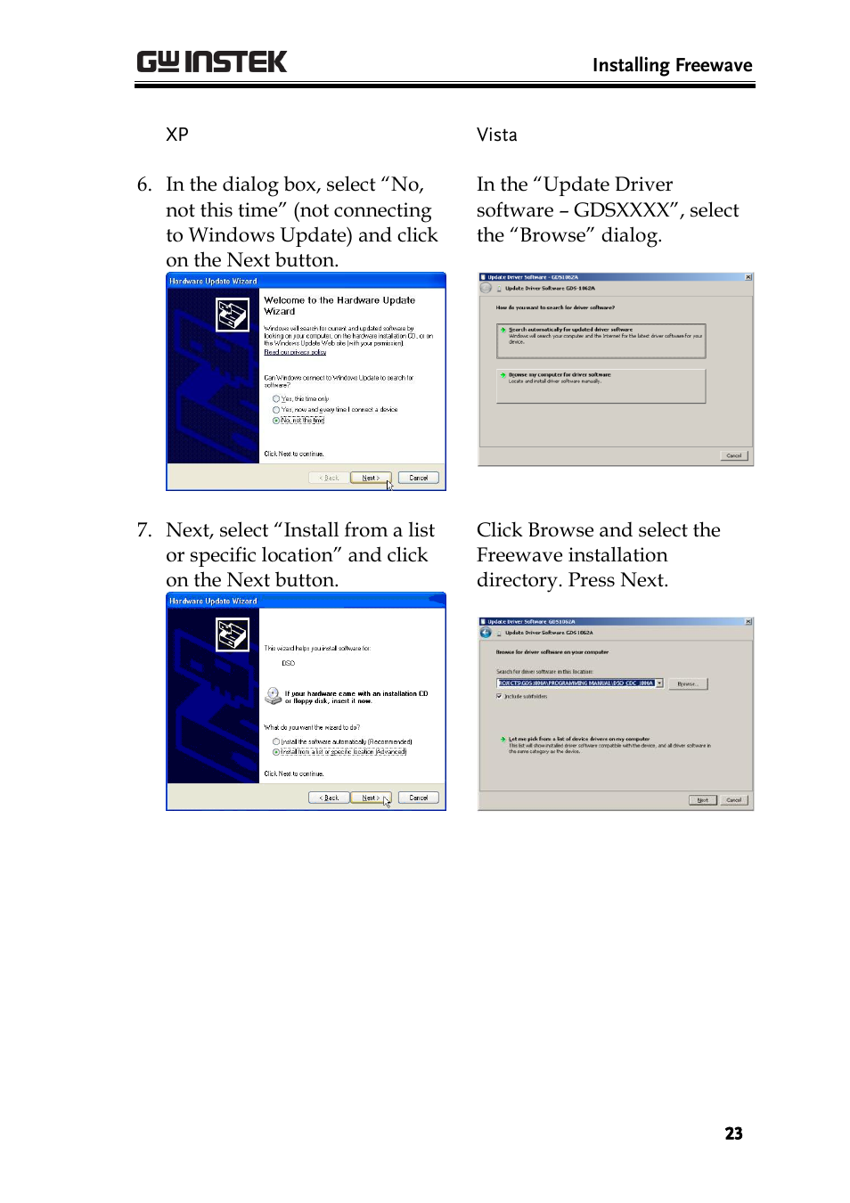 GW Instek GDS-1000A Series Freewave user manual User Manual | Page 23 / 51