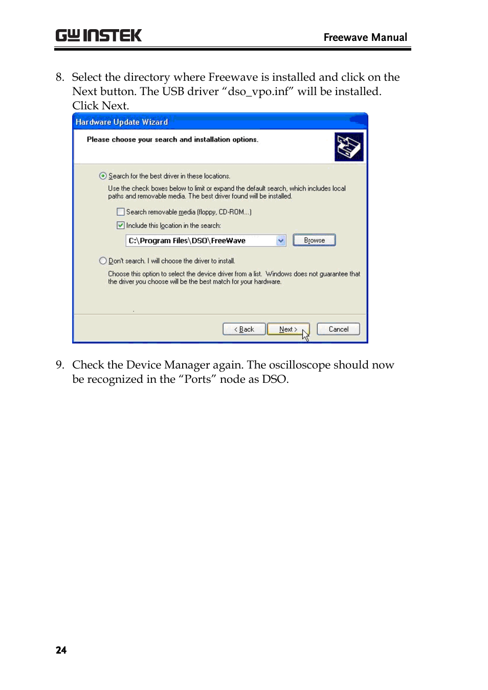 GW Instek GDS-1000A Series Freewave user manual User Manual | Page 24 / 51