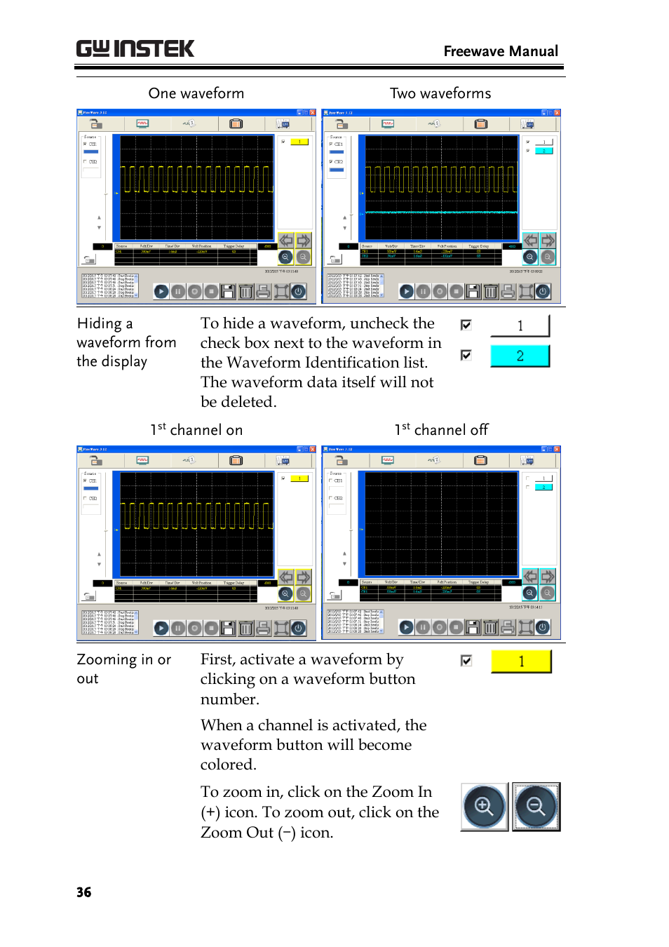 GW Instek GDS-1000A Series Freewave user manual User Manual | Page 36 / 51