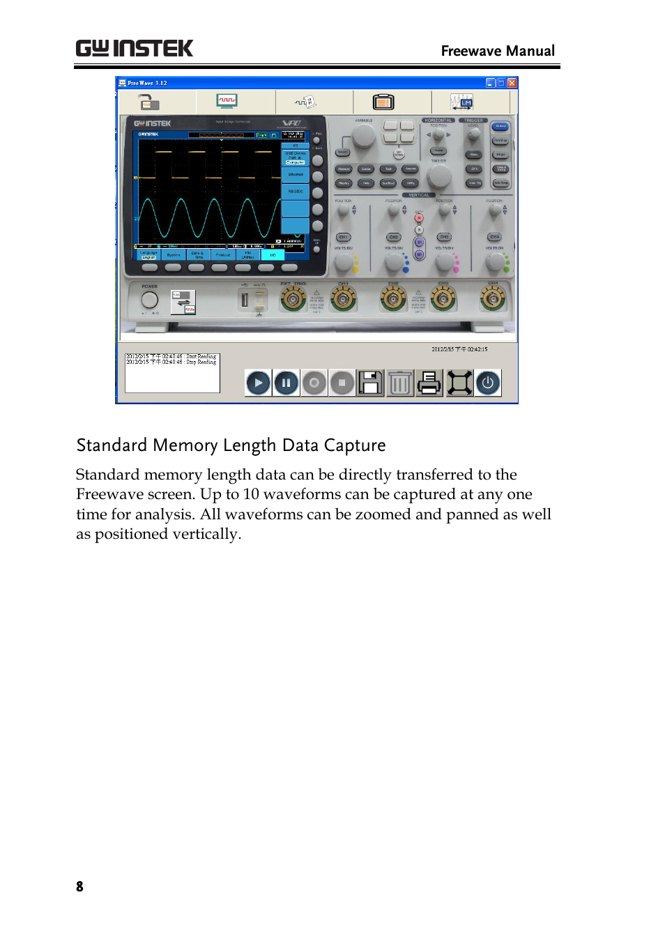 Standard memory length data capture | GW Instek GDS-1000A Series Freewave user manual User Manual | Page 8 / 51