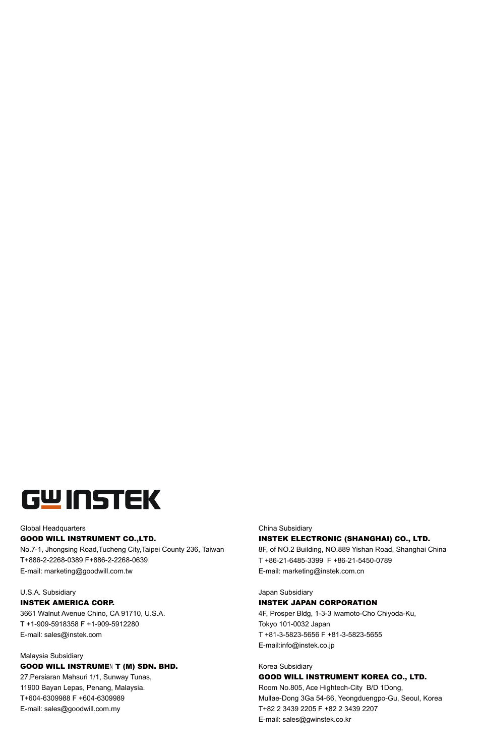 GW Instek GUT-7000 User Manual | Page 19 / 19