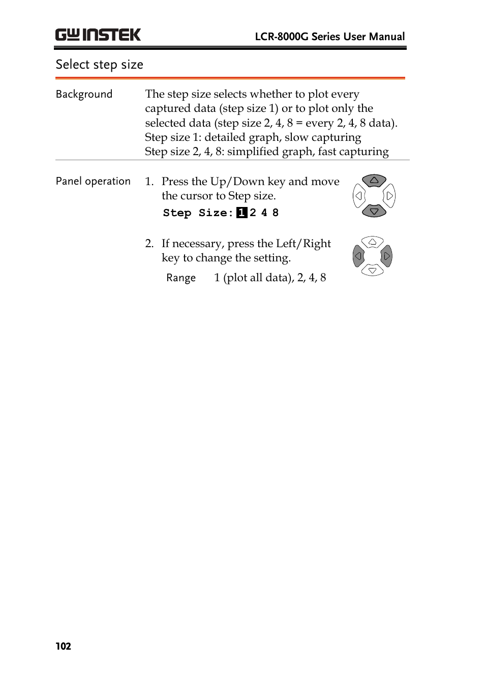 Select step size | GW Instek LCR-8101 (Replaced by LCR-8101G) User Manual | Page 102 / 139