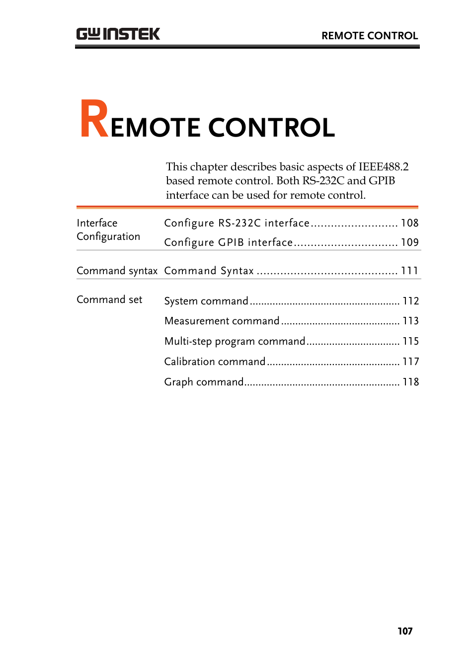 Emote control | GW Instek LCR-8101 (Replaced by LCR-8101G) User Manual | Page 107 / 139