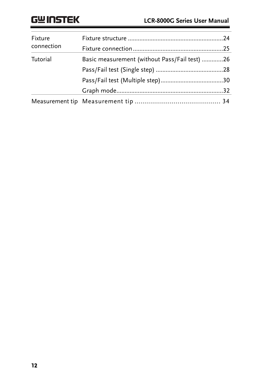 GW Instek LCR-8101 (Replaced by LCR-8101G) User Manual | Page 12 / 139