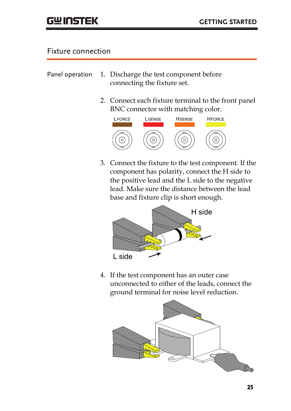 Fixture connection, H side l side | GW Instek LCR-8101 (Replaced by LCR-8101G) User Manual | Page 25 / 139