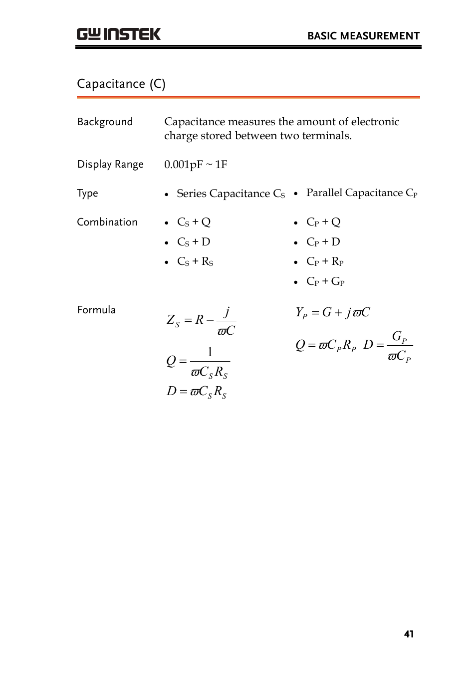 Capacitance (c), Cj r z, Rc q | Rc d, Cj g y, Cg d | GW Instek LCR-8101 (Replaced by LCR-8101G) User Manual | Page 41 / 139