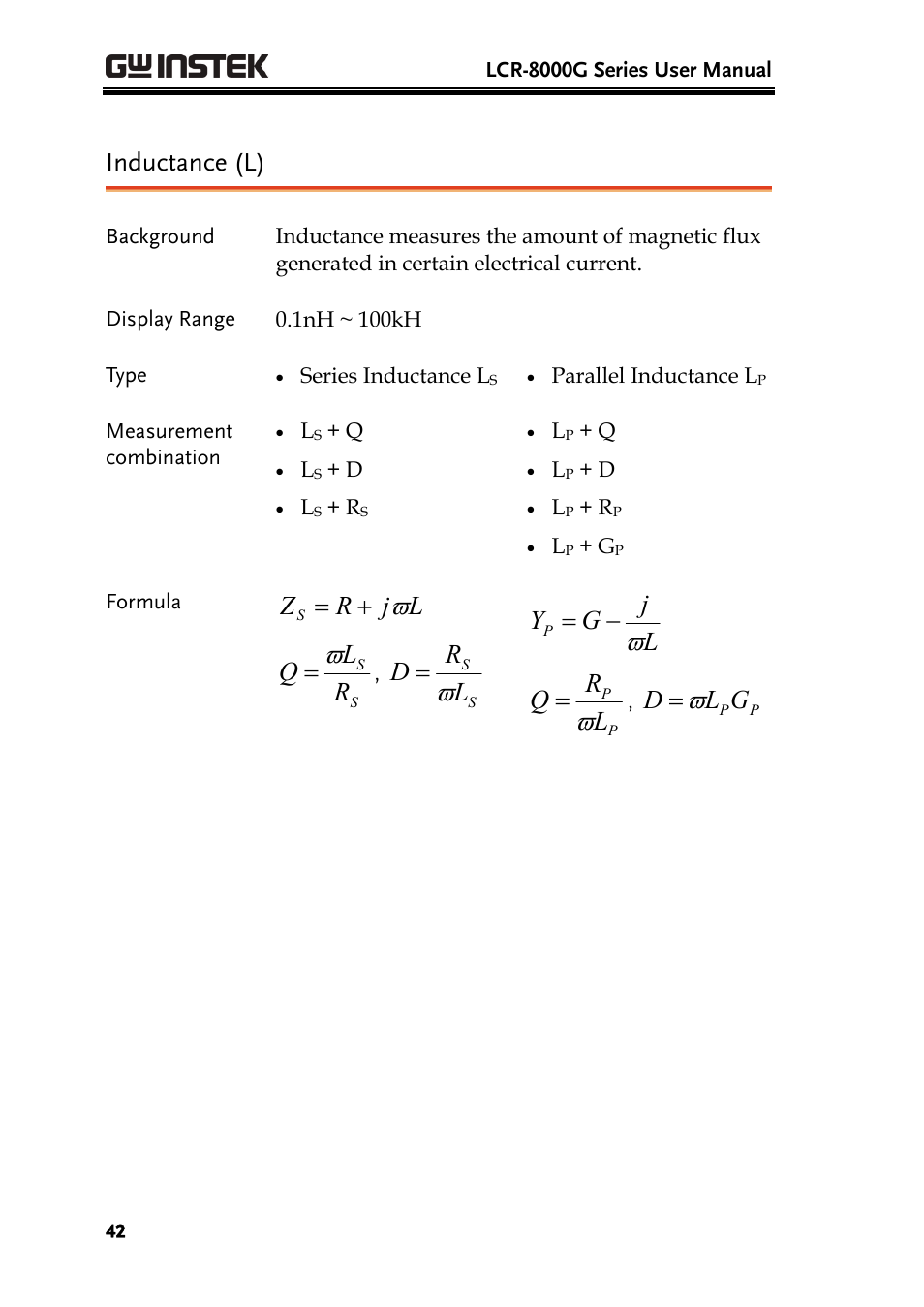 Inductance (l), Lj r z, Rl q | Lr d, Lj g y, Lr q, Gl d | GW Instek LCR-8101 (Replaced by LCR-8101G) User Manual | Page 42 / 139