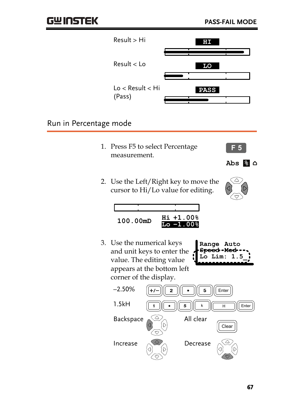 Run in percentage mode | GW Instek LCR-8101 (Replaced by LCR-8101G) User Manual | Page 67 / 139