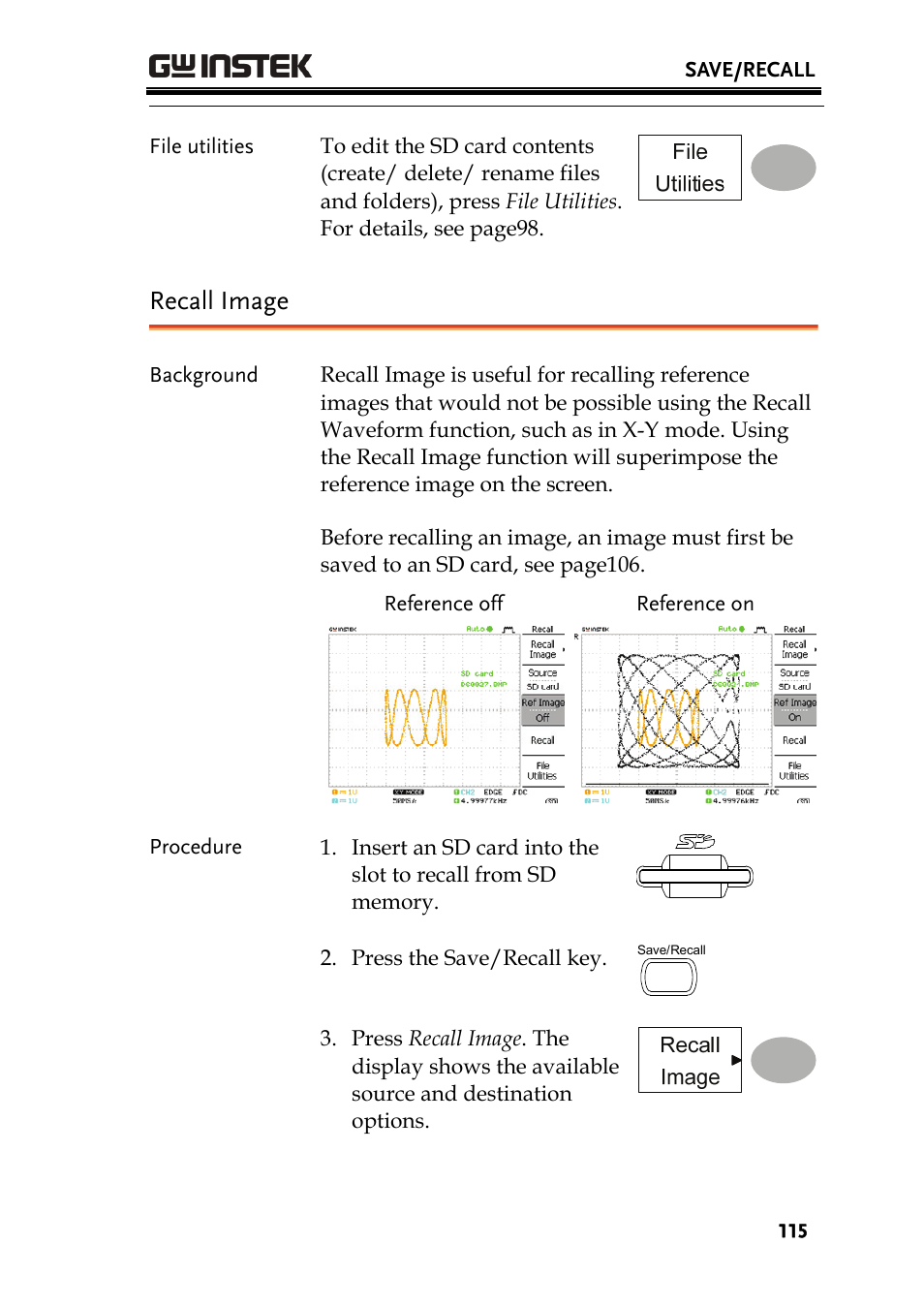 Recall image | GW Instek GDS-1000A Series User Manual User Manual | Page 115 / 135
