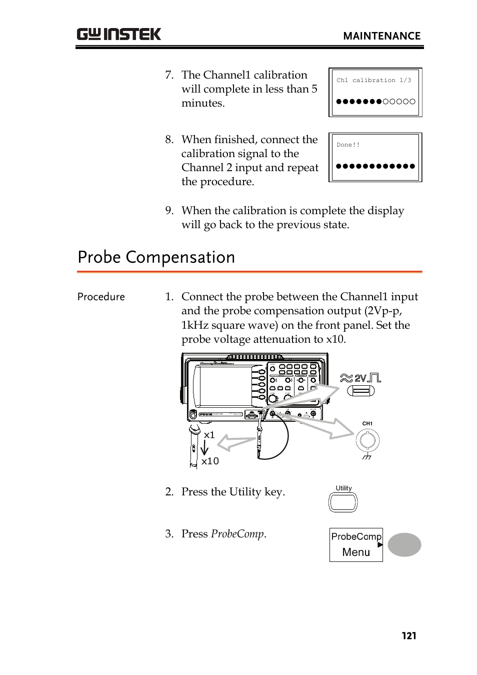 Probe compensation | GW Instek GDS-1000A Series User Manual User Manual | Page 121 / 135