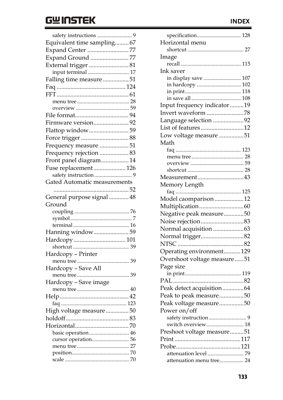 GW Instek GDS-1000A Series User Manual User Manual | Page 133 / 135