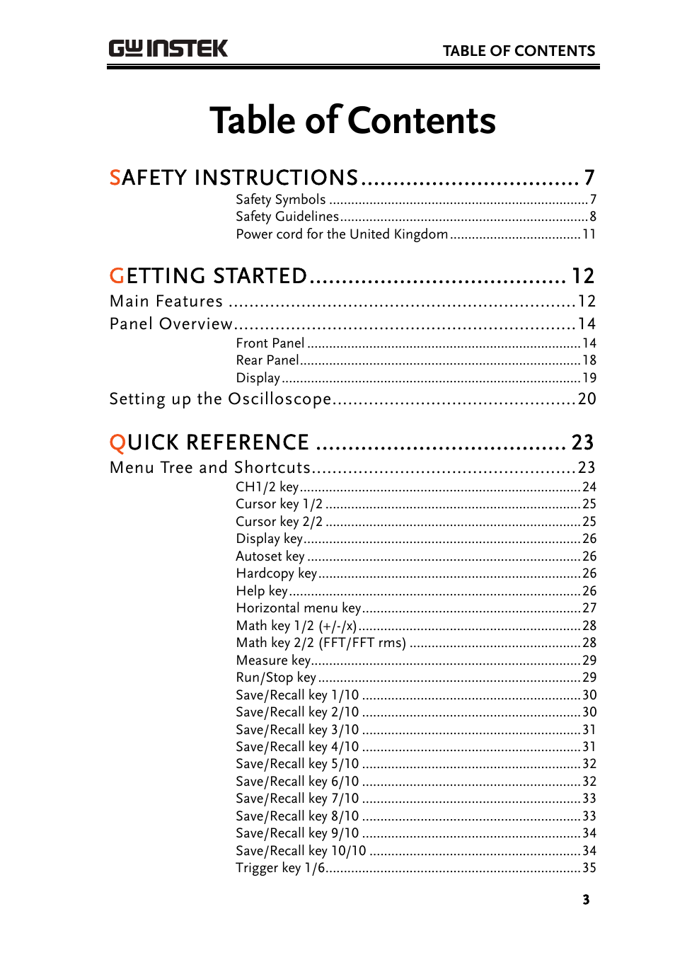GW Instek GDS-1000A Series User Manual User Manual | Page 3 / 135
