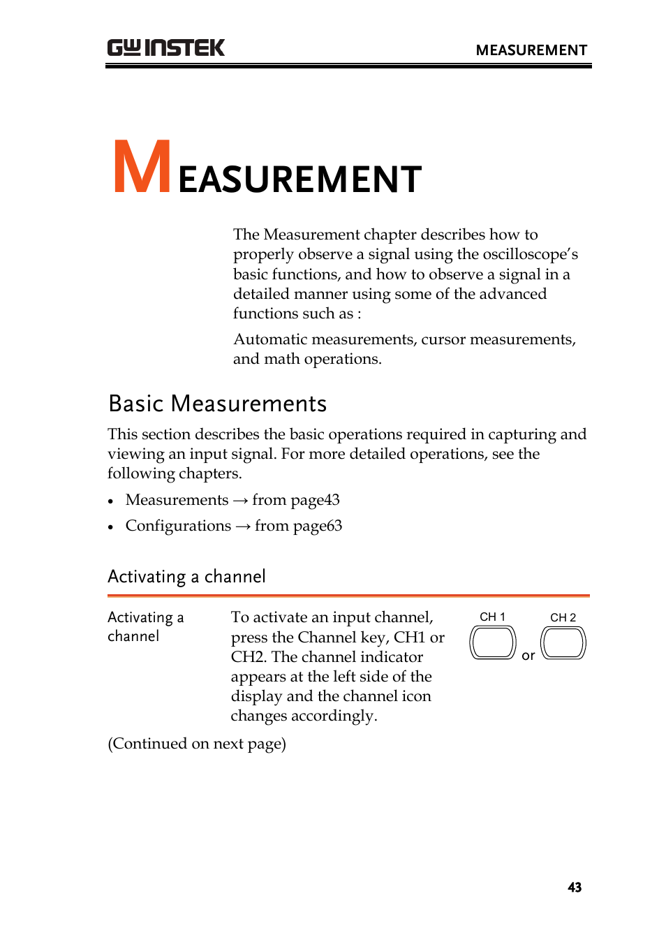 Easurement, Basic measurements | GW Instek GDS-1000A Series User Manual User Manual | Page 43 / 135