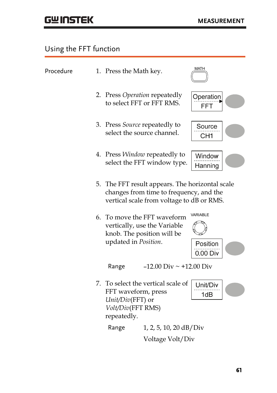 Using the fft function | GW Instek GDS-1000A Series User Manual User Manual | Page 61 / 135