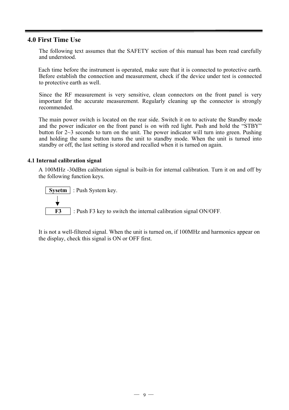 0 first time use | GW Instek GSP-827 User Manual User Manual | Page 10 / 97