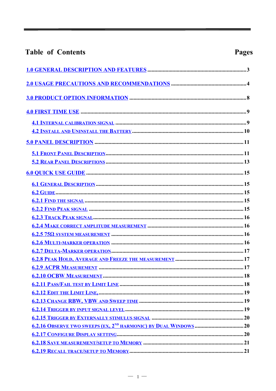 Table of contents pages | GW Instek GSP-827 User Manual User Manual | Page 2 / 97