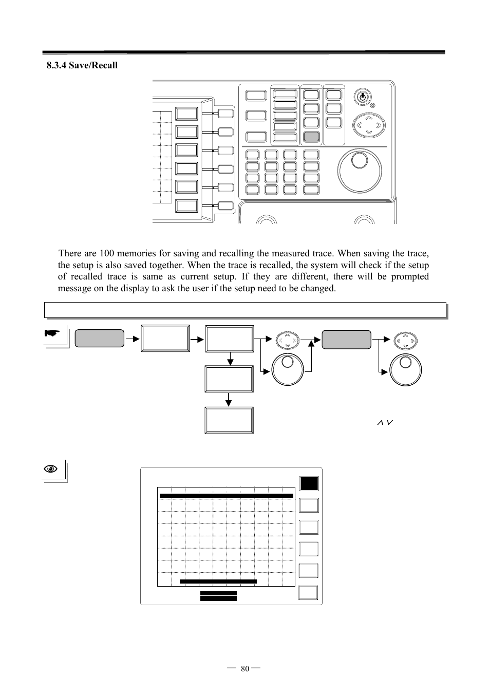 Save /recall save trace, Select the alphabet ,a~z, 7ghz spectrum analyzer operation manual ⎯ ⎯ 80 | GW Instek GSP-827 User Manual User Manual | Page 81 / 97
