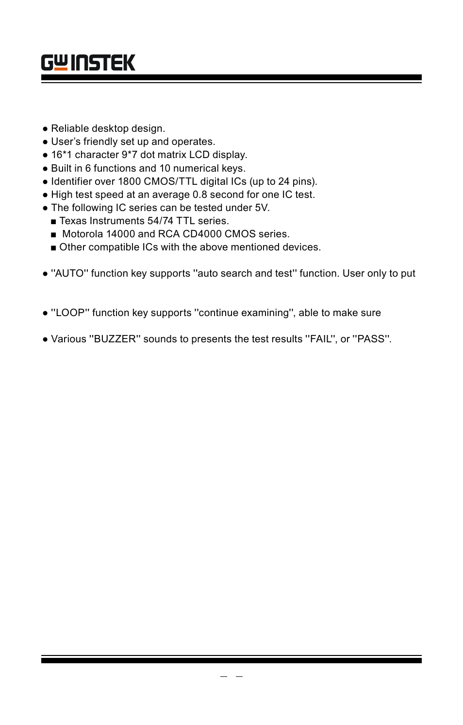 Features, Gut-6000a user manual | GW Instek GUT-6000A User Manual | Page 4 / 34