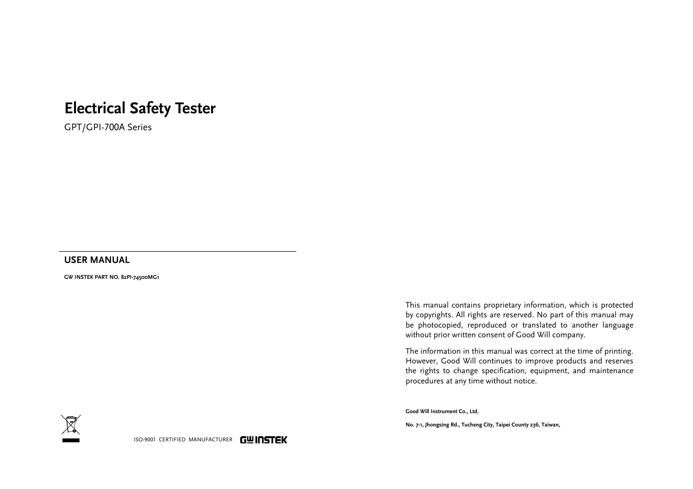 GW Instek GPI-700A Series User Manual User Manual | 24 pages