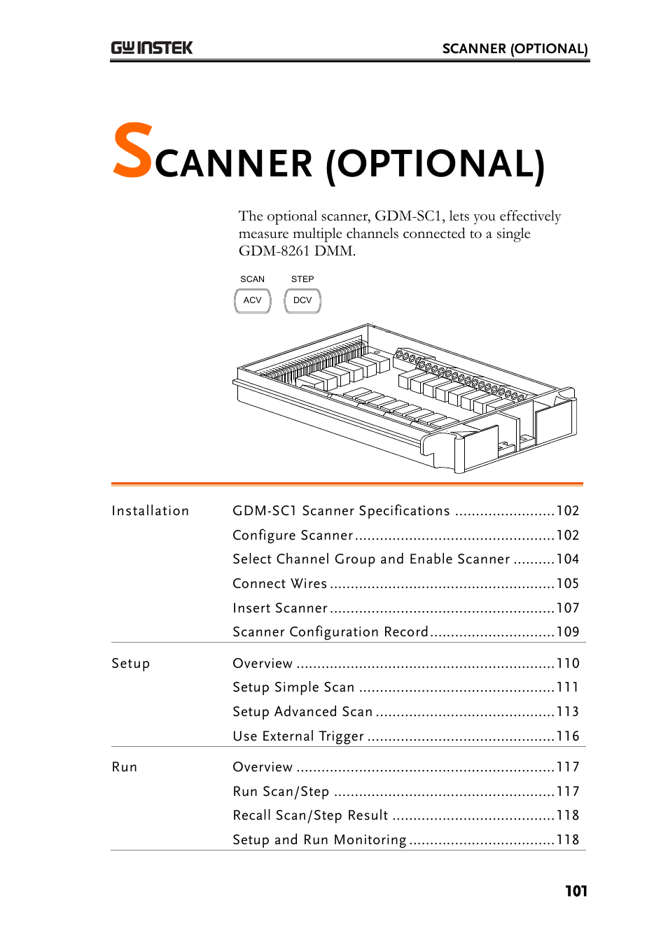 Scanner (optional), Canner (optional) | GW Instek GDM-8261 User Manual User Manual | Page 101 / 224