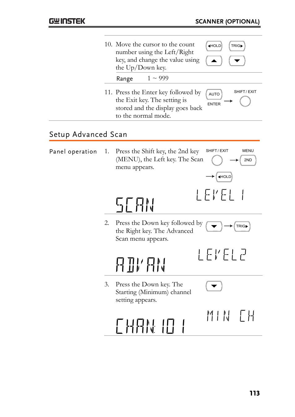 Setup advanced scan | GW Instek GDM-8261 User Manual User Manual | Page 113 / 224