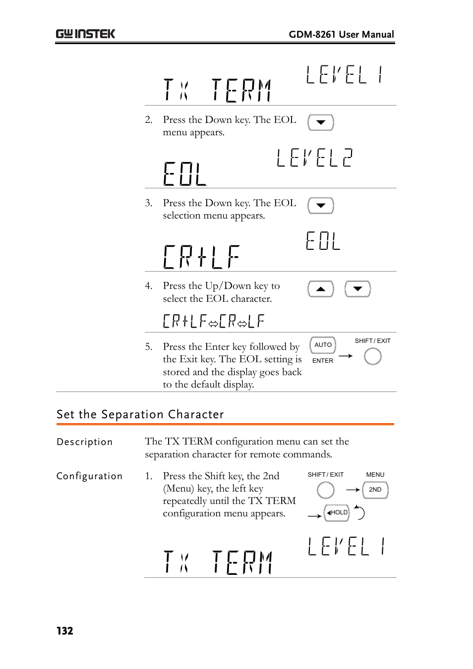 Set the separation character | GW Instek GDM-8261 User Manual User Manual | Page 132 / 224