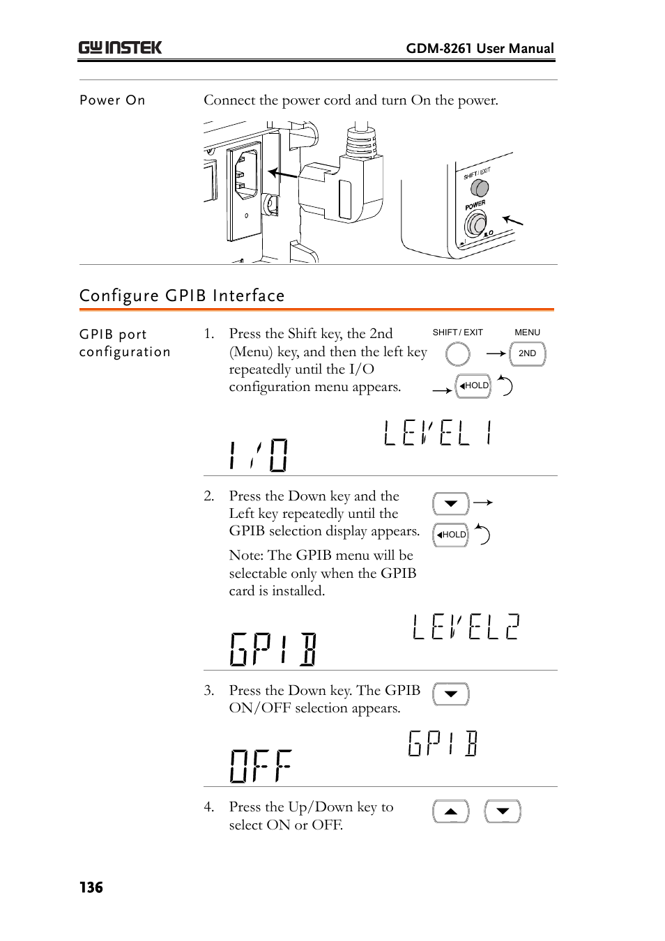 Configure gpib interface | GW Instek GDM-8261 User Manual User Manual | Page 136 / 224