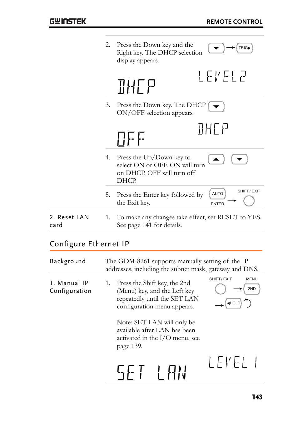 Configure ethernet ip | GW Instek GDM-8261 User Manual User Manual | Page 143 / 224